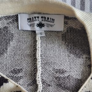 Crazy train cowhide print cardigan sweater